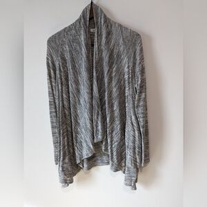 Reitmans Textured Grey & White Waterfall Front Cardigan